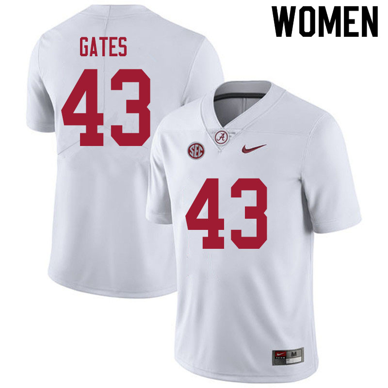Alabama Crimson Tide Women's A.J. Gates #43 White NCAA Nike Authentic Stitched 2020 College Football Jersey XM16T12KC